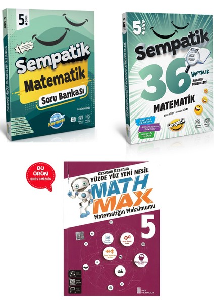 5.sınıf Sempatik Matematik Soru Bankası +36 Haftalık Kazanım Denemeleri (Hediyeli)