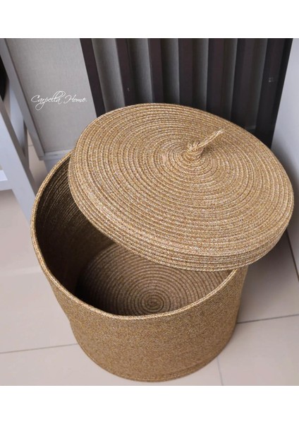 Jüt Hasır Sepet Düzenleyici Oyuncak Çamaşır Sepeti Kapaklı 35 x 40 cm modelleri