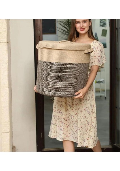 Jüt Hasır Sepet Düzenleyici Oyuncak Çamaşır Sepeti Kapaklı 35 x 40 cm fiyatları