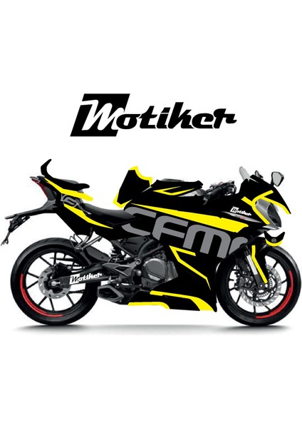 Cfmoto 250SR Sarı Desenli Parçalı Kaplama Sticker Etiket Modeli Sarı Gri Siyah