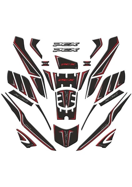 Honda Pcx 2025 Uyumlu Tankpad Kırmızı Full Takım Set