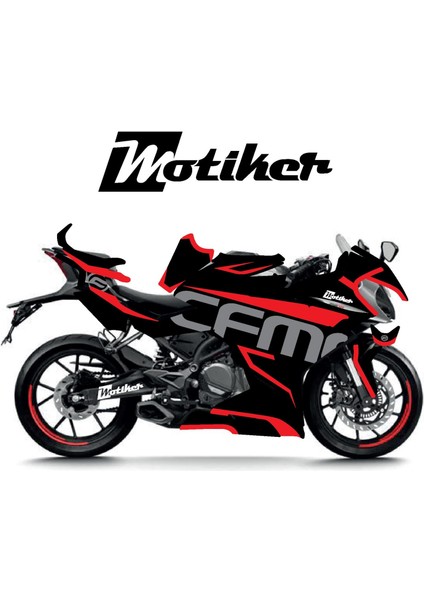 Cfmoto 250SR Kırmızı Desenli Parçalı Kaplama Sticker Etiket Modeli Kırmızı Gri Siyah