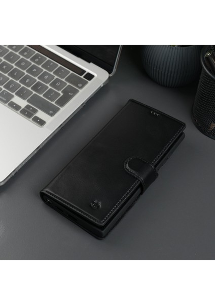 Buffalo Samsung Galaxy S24 Ultra Telefon Kılıfı - Manyetik Ayrılabilir Cüzdan Kılıf - El Yapımı - Siyah