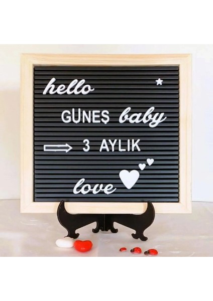Fikirstore Ahşap Çerçeveli Mesaj Panosu ve 148 Türkçe Karakterli Harf Seti LETTERBOARD(25X25 Cm)