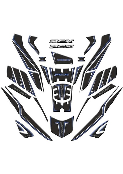 Honda Pcx 2025 Uyumlu Tankpad Mavi Full Takım Set