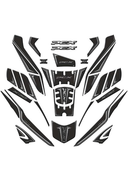 Honda Pcx 2025 Uyumlu Tankpad Gri Full Takım Set