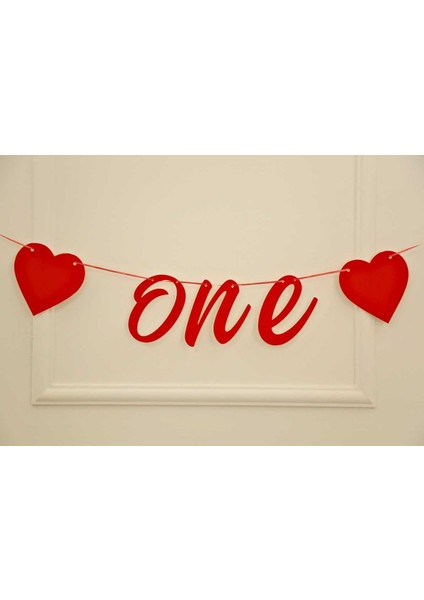 "one" Yazılı 1 Yaş Banner Doğum Günü Parti Yazısı