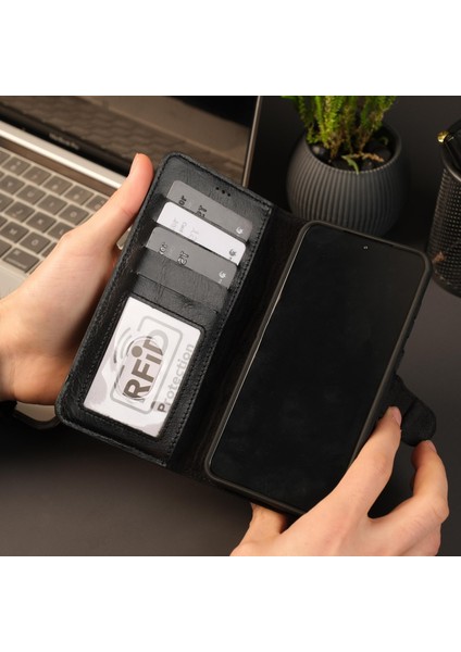 Buffalo Samsung Galaxy S23 Telefon Kılıfı - Manyetik Ayrılabilir Cüzdan Kılıf - El Yapımı - Siyah