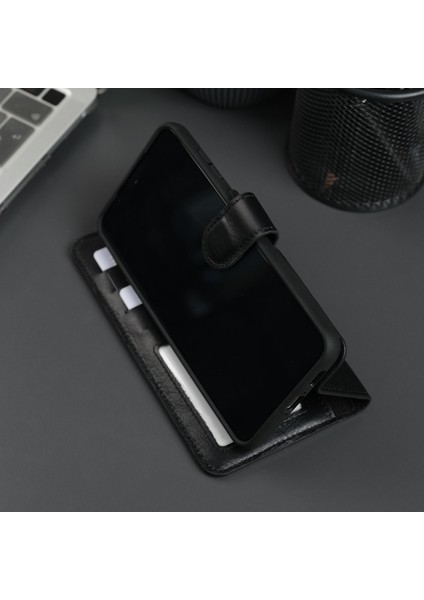 Buffalo Samsung Galaxy S23 Telefon Kılıfı - Manyetik Ayrılabilir Cüzdan Kılıf - El Yapımı - Siyah
