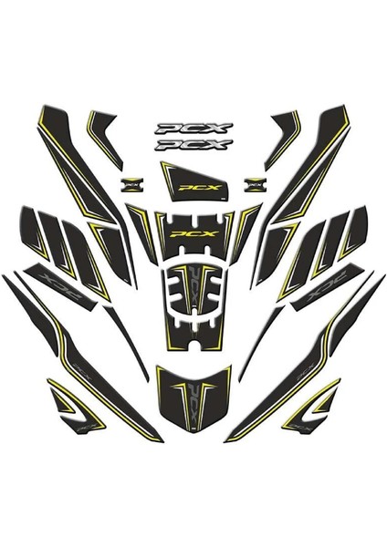 Honda Pcx 2025 Uyumlu Tankpad Sarı Full Takım Set