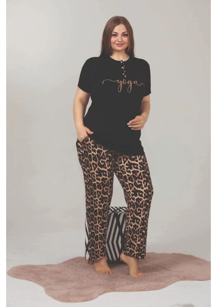 Büyük Beden Kısa Kol Kadın Pijama Takımı 10850