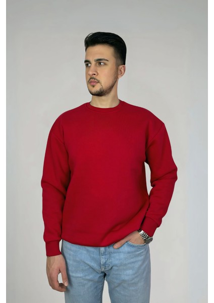 Minimalist Pamuklu Oversize Bisiklet Yaka Sweatshirt