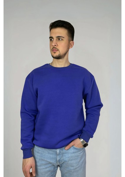 Minimalist Pamuklu Oversize Bisiklet Yaka Sweatshirt