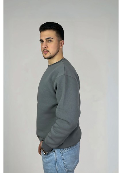 Minimalist Pamuklu Oversize Bisiklet Yaka Sweatshirt fiyatları