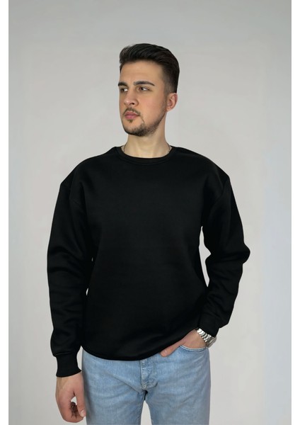 Minimalist Pamuklu Oversize Bisiklet Yaka Sweatshirt