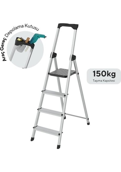 3+1 Basamaklı Aliminyum Merdiven Kmm-45