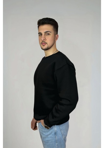 Minimalist Pamuklu Oversize Bisiklet Yaka Sweatshirt