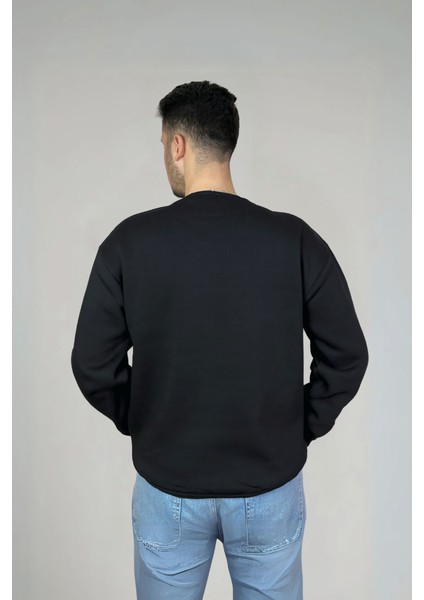 Minimalist Pamuklu Oversize Bisiklet Yaka Sweatshirt