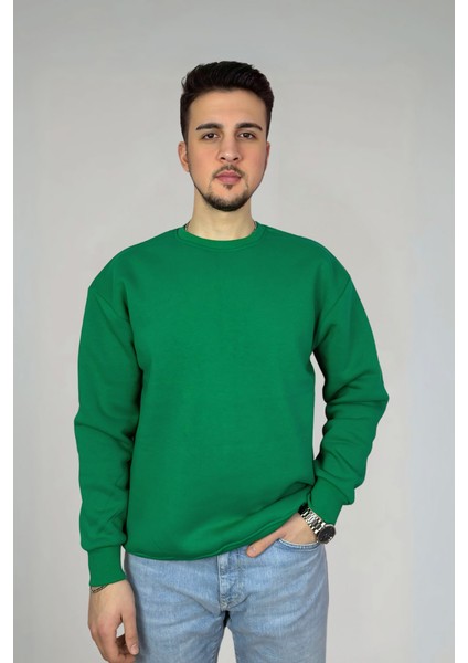 Minimalist Pamuklu Oversize Bisiklet Yaka Sweatshirt