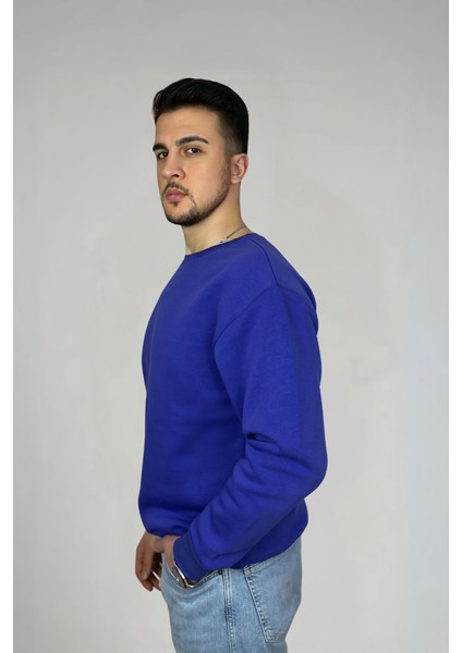 Minimalist Pamuklu Oversize Bisiklet Yaka Sweatshirt