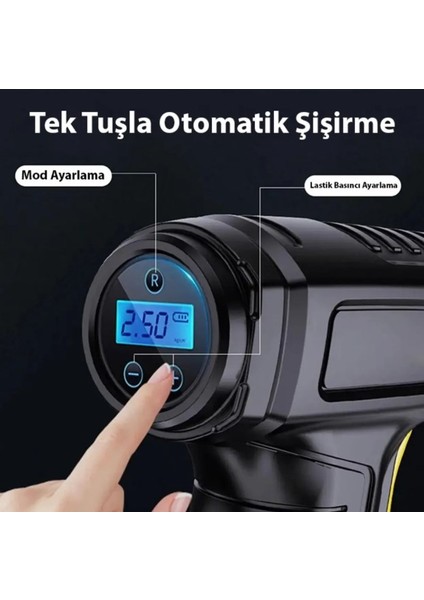 Dijital Şarjlı Kablosuz Taşınabilir Lastik Hava Pompası Kompresörü 120PSİ Işıklı fiyatları