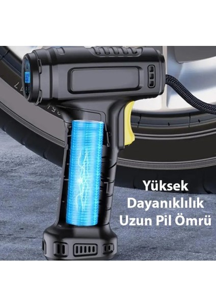Dijital Şarjlı Kablosuz Taşınabilir Lastik Hava Pompası Kompresörü 120PSİ Işıklı fırsatları