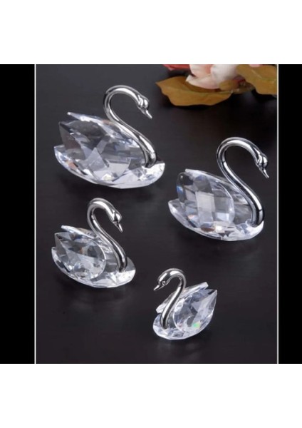 Küçük Gümüş Renk Boyunlu Kuğu Kristal Cam El Yapım 8X9CM Biblo Dekoratif Şık Obje Figür 1 Adet fırsatları