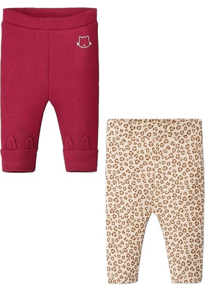 Kız Bebek 2 Li Pamuklu Tayt Pantolon Set 2776