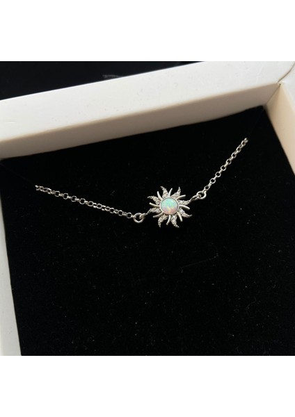 Opal Taşlı Güneş Gümüş Bileklik