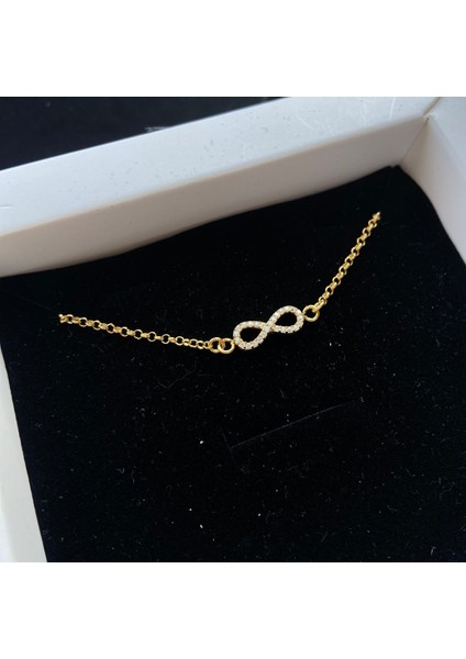 Gold Kaplama Minimal Sonsuzluk Gümüş Bileklik