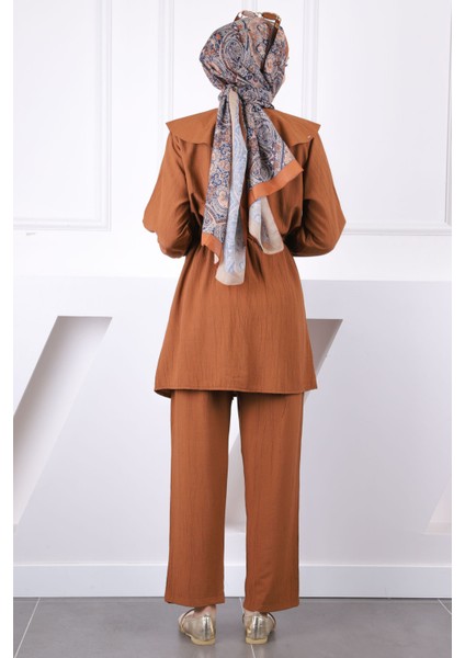 Vizon Beli Bağlamalı Tunik Pantolonlu Takım modelleri