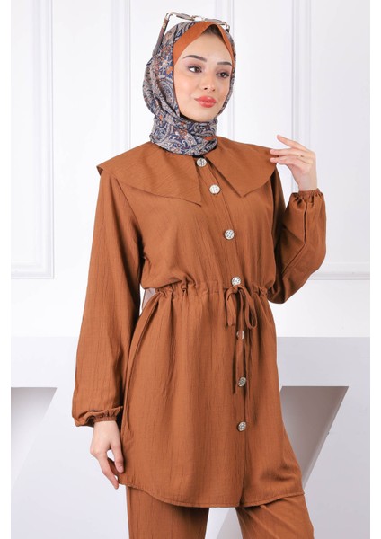 Vizon Beli Bağlamalı Tunik Pantolonlu Takım fırsatları