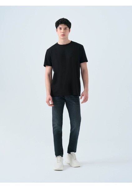 Regular Fit Siyah Erkek T-Shirt LF2034994