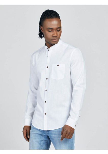 Regular Fit Beyaz Erkek Gömlek LF2014781