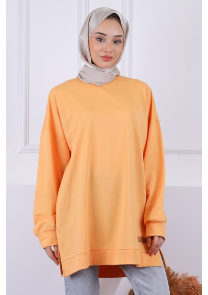 Vizon Pamuklu Kumaş Yan Yırtmaçlı Sweat