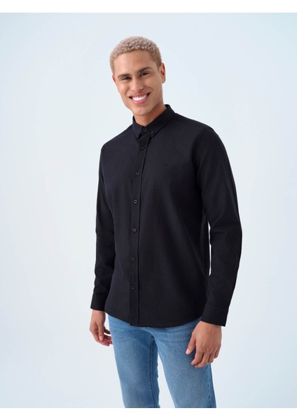Regular Fit Siyah Erkek Gömlek LF2037403