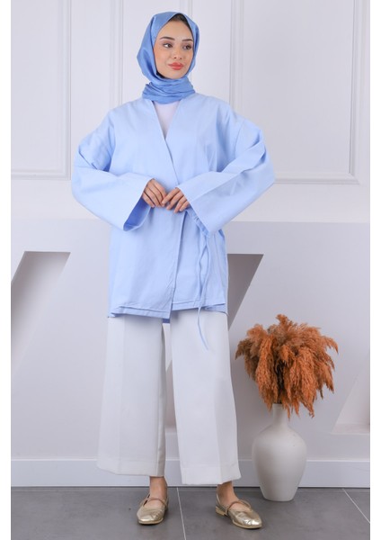 Bebe Mavi Çapraz Bağlamalı Kimono modelleri