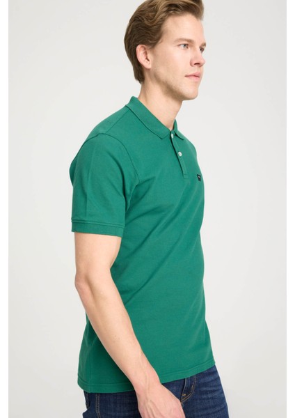 Regular Fit Polo Yaka Yeşil Erkek T-Shirt W7D5K4XX2T300
