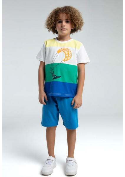 RP3548 - Mavi - Rolypoly Erkek Çocuk Bermuda Takım