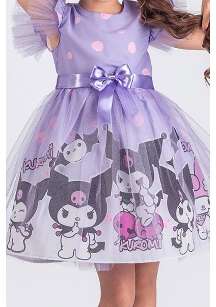 Omuz Detaylı Desenli Tüllü Kız Çocuk Elbise fiyatları