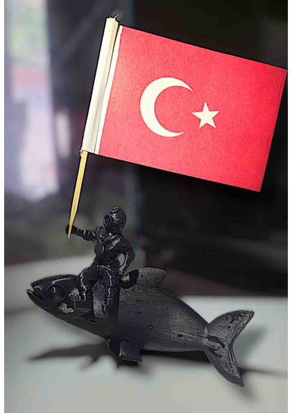 Balığa Hükmeden Dalgıç Akvaryum Tasarım/Dekor 10X6 cm (Bayrak Dahil) fiyatları