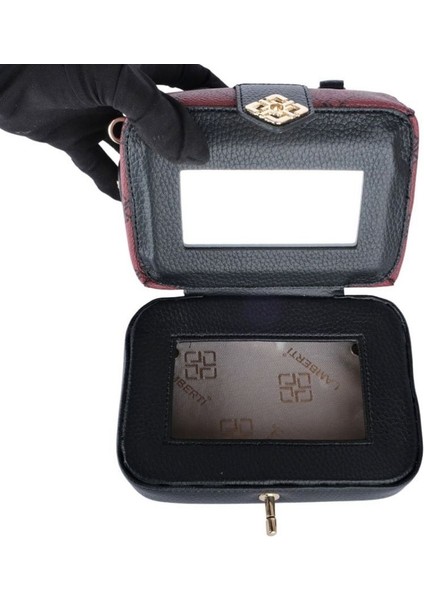 Bordo Mini Aynalı El Çantası