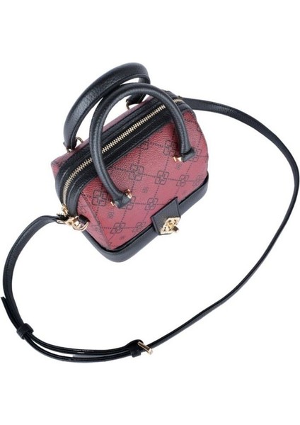 Bordo Mini Aynalı El Çantası