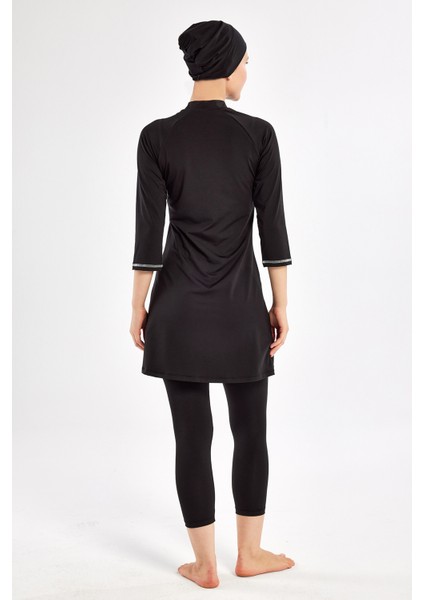 Kısa Kollu Taytlı Likralı Truvakar Kol Yarı Kapalı Mayo 2600 Siyah modelleri