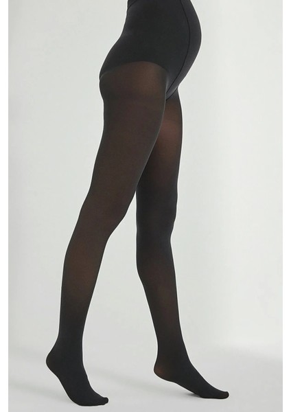 Kadın Siyah Koton Hamile 100 Denye Kalın Kışlık Pamuklu Opak Külotlu Çorap