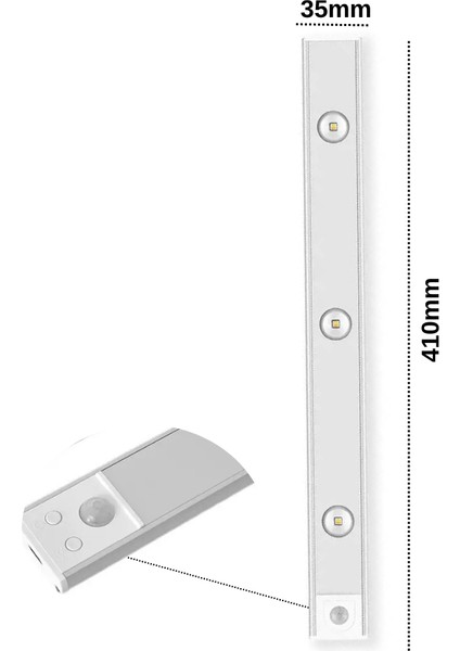 USB Şarjlı Mutfak Tezgah ve Dolap Içi Sensörlü LED Aydınlatma Armatürü