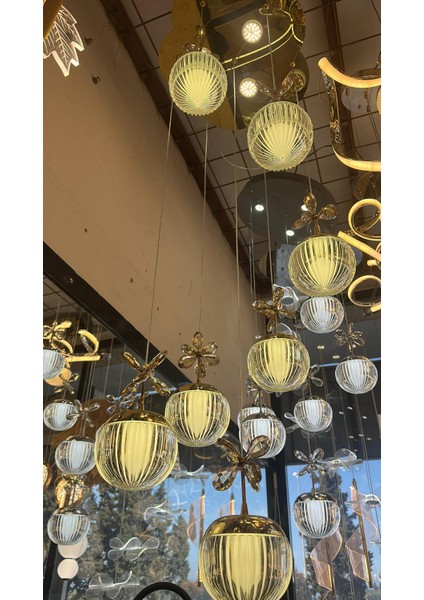 Modern Sarkıt 7 Sarkıtlı Gold LED Avize