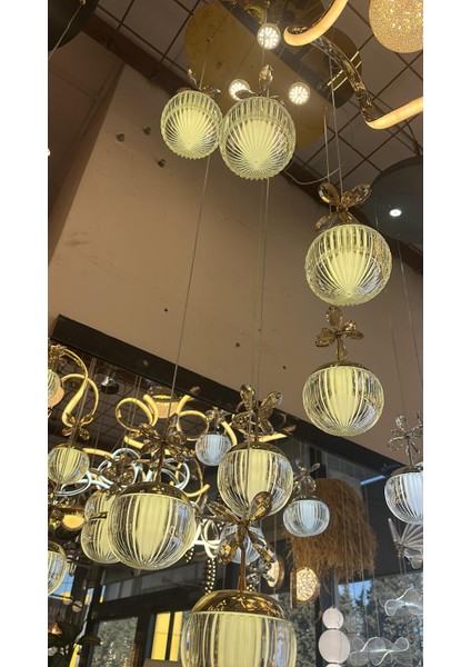 Modern Sarkıt 7 Sarkıtlı Gold LED Avize