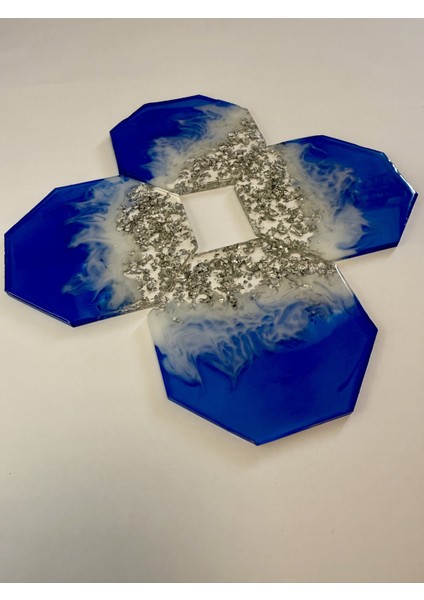 Epoksi Bardak Altlığı 4'lü Set MAVI(10 cm x 10 cm ) fiyatları