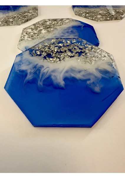 Epoksi Bardak Altlığı 4'lü Set MAVI(10 cm x 10 cm ) indirimleri